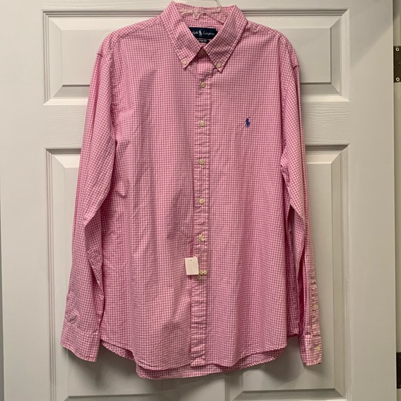 Ralph Lauren Custom Fit Pink & White Button Down, XL, NWT - Picture 1 of 10